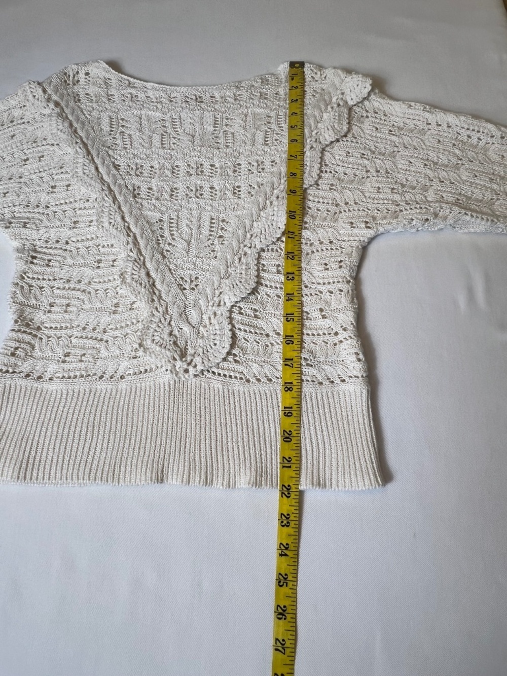 Sezane Scalloped V Design Cotton Alpaca Blend Sweater - Picture 6 of 10